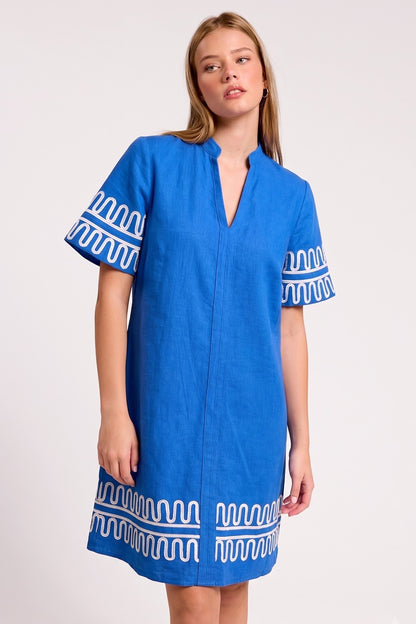 Halftime Royal Embroidered Dress