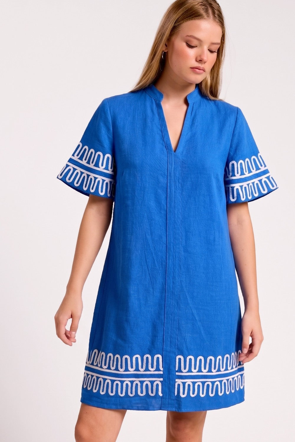 Halftime Royal Embroidered Dress
