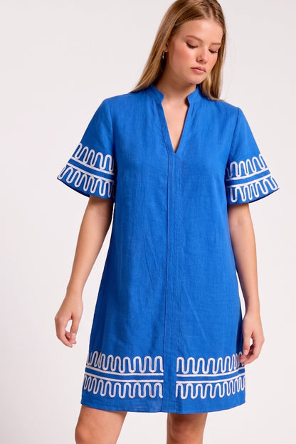 Halftime Royal Embroidered Dress