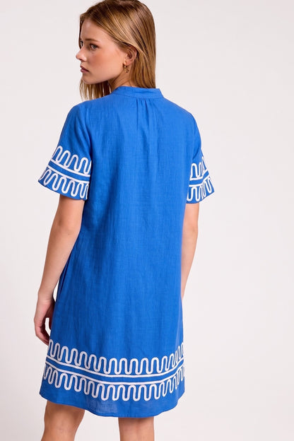 Halftime Royal Embroidered Dress