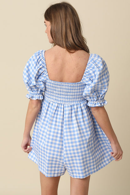 Sunday Brunch Check Romper