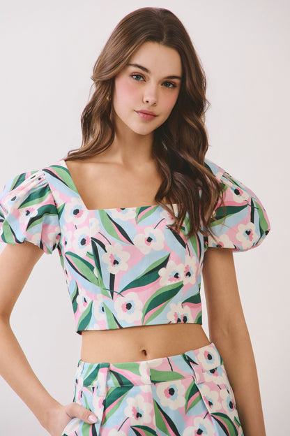 Pink Palm Party Shorts Set