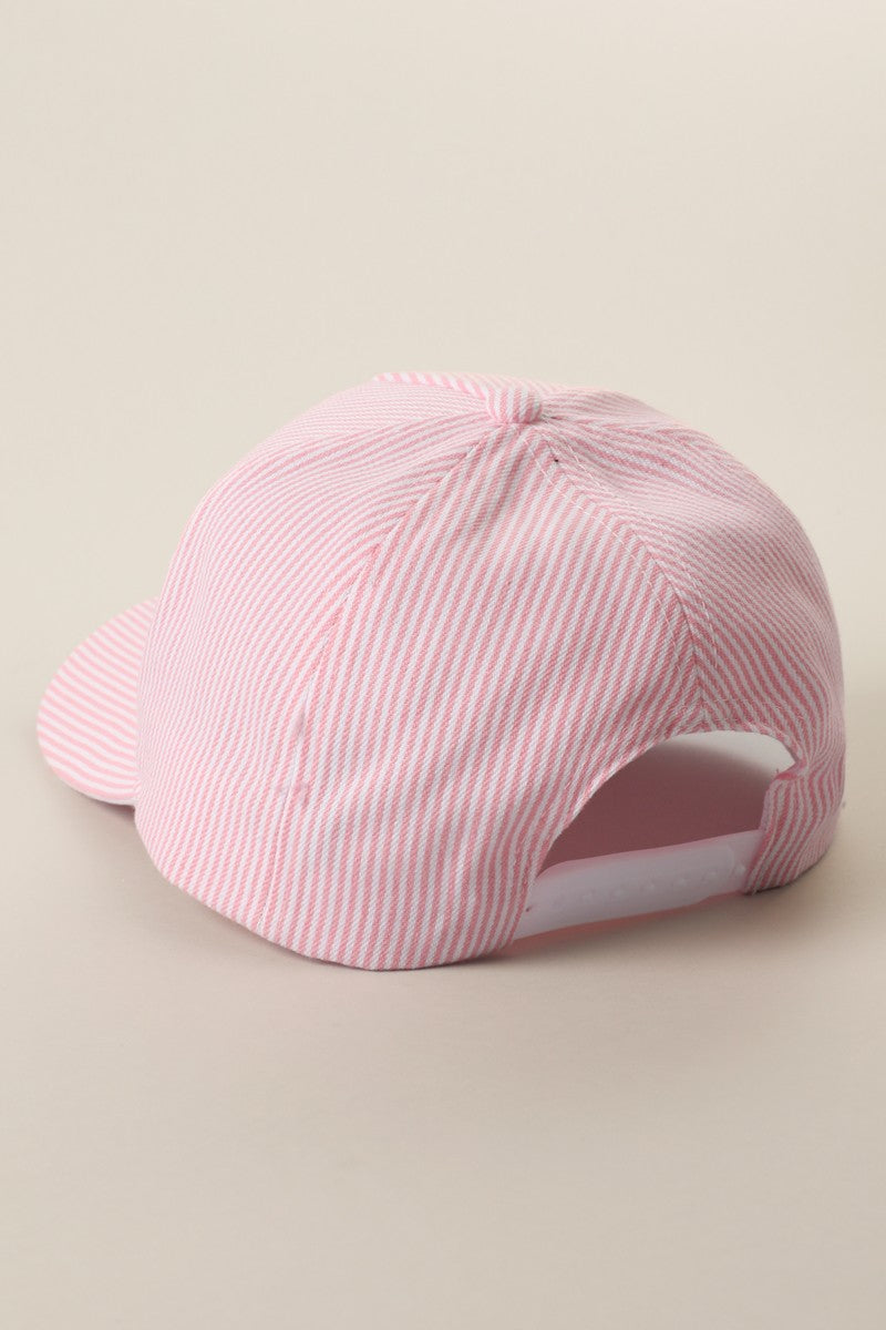 Pink Striped USA Embroidered Patch Hat