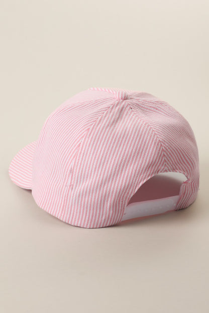 Pink Striped USA Embroidered Patch Hat