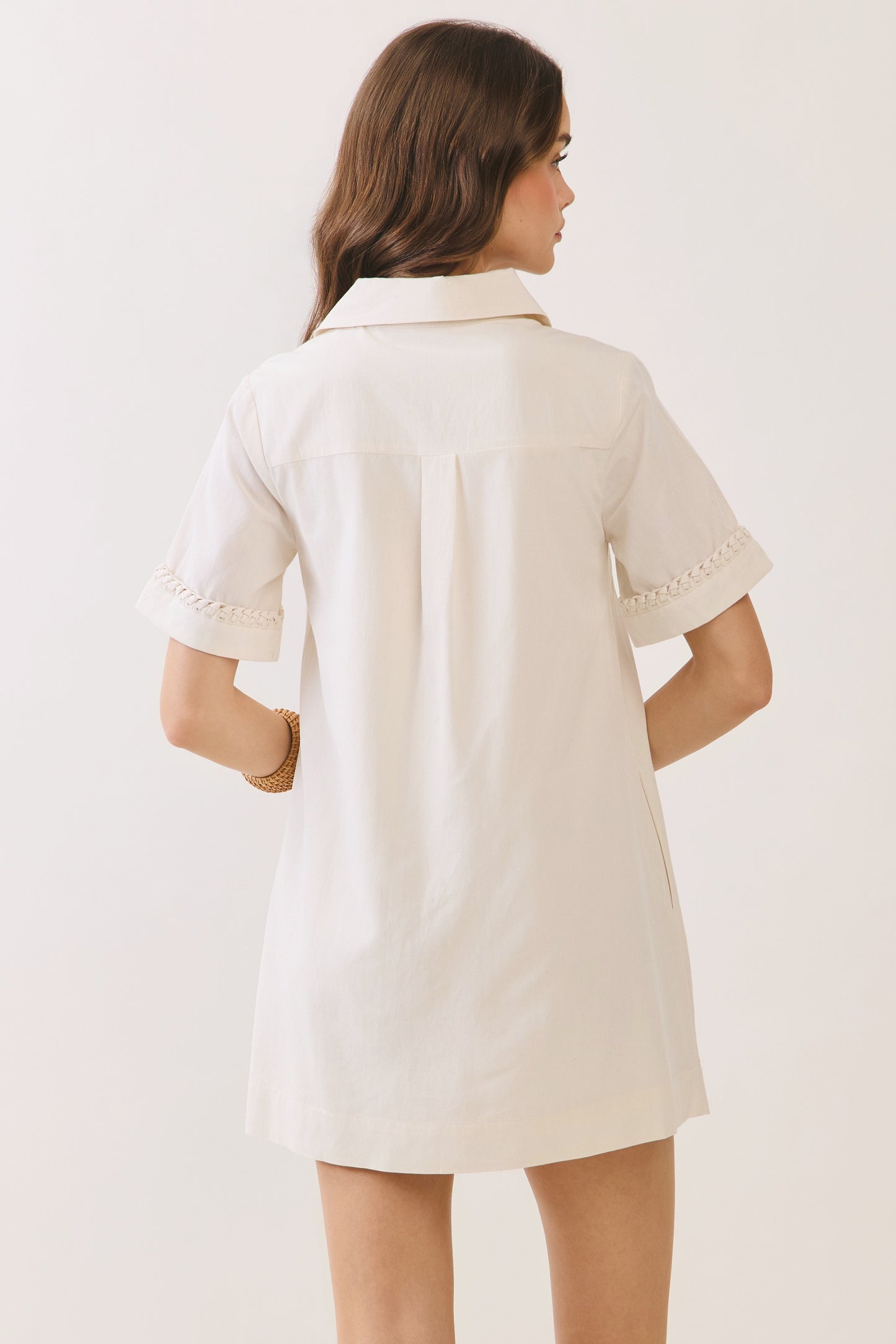 Neutral Edit Braided Trim Mini Dress