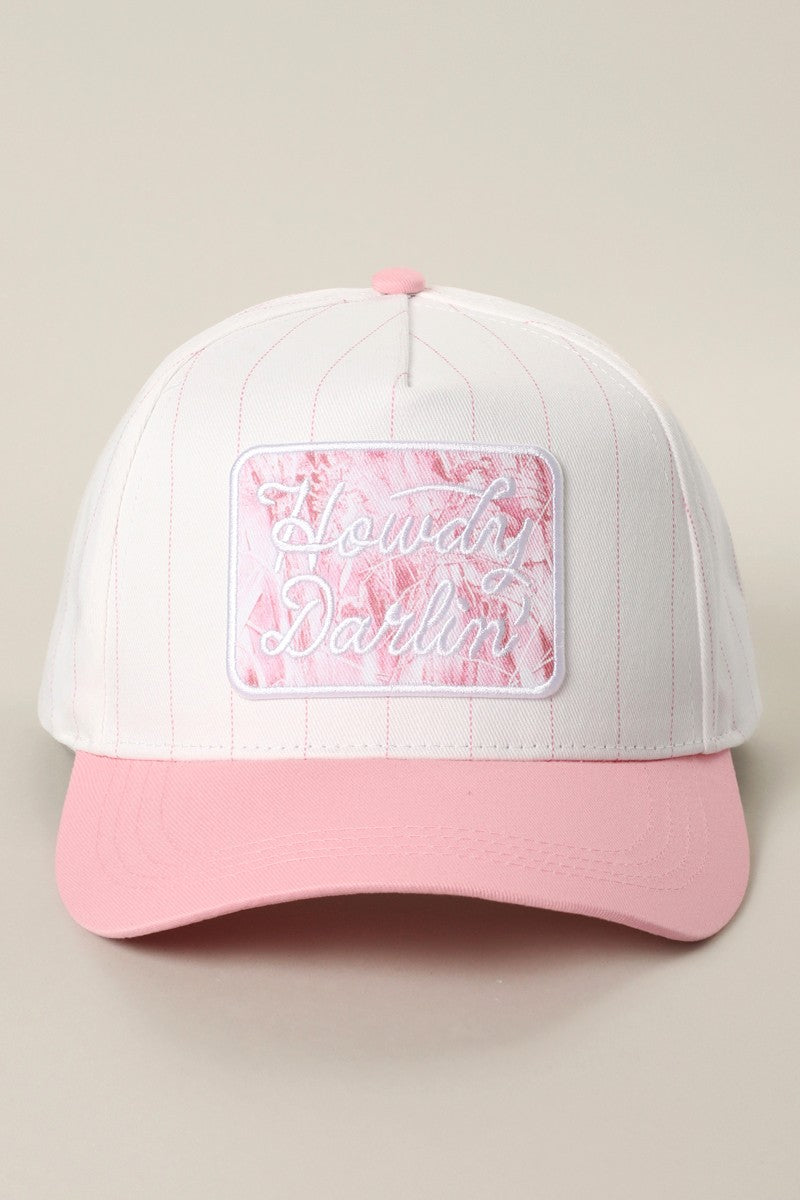 Pink Howdy Darling Embroidered Patch Design