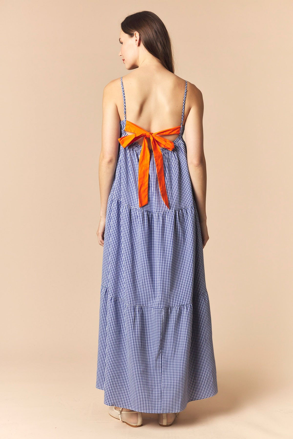 Stadium Stroll Blue/Orange Maxi Dress