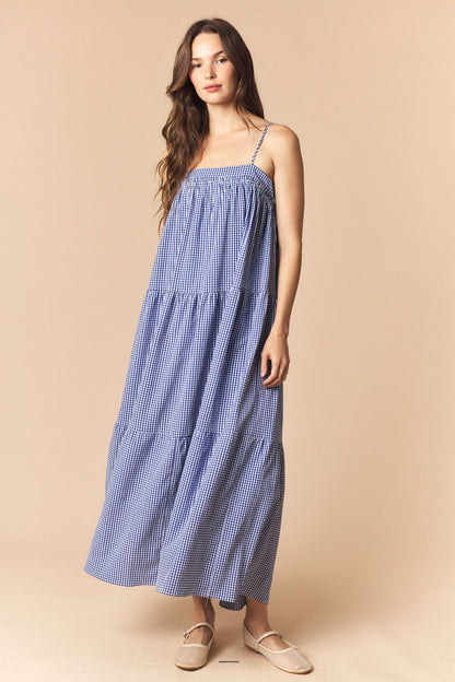 Stadium Stroll Blue/Orange Maxi Dress