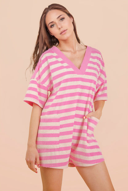 Sweet Stripe Pink Comfy Romper