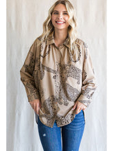 Taupe Satin Animal Print Top