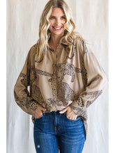 Taupe Satin Animal Print Top