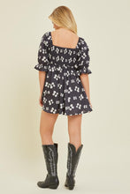 Black Daisy Print Romper