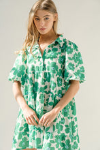 Just A Memory Kelly Green Floral Puff Sleeve Dress