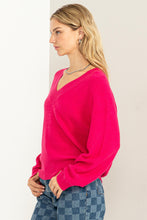 Fuchsia V Neck Sweater