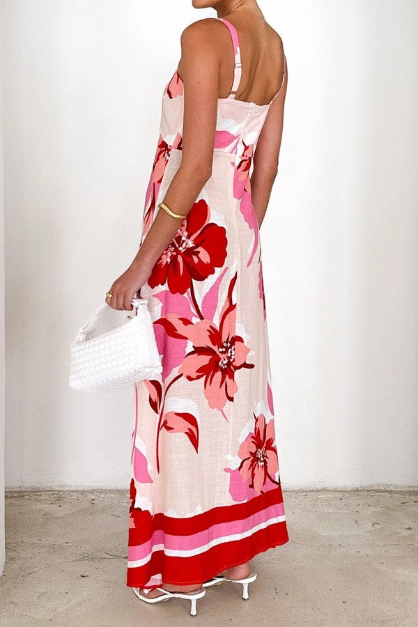 Resort Red Floral Maxi Dress