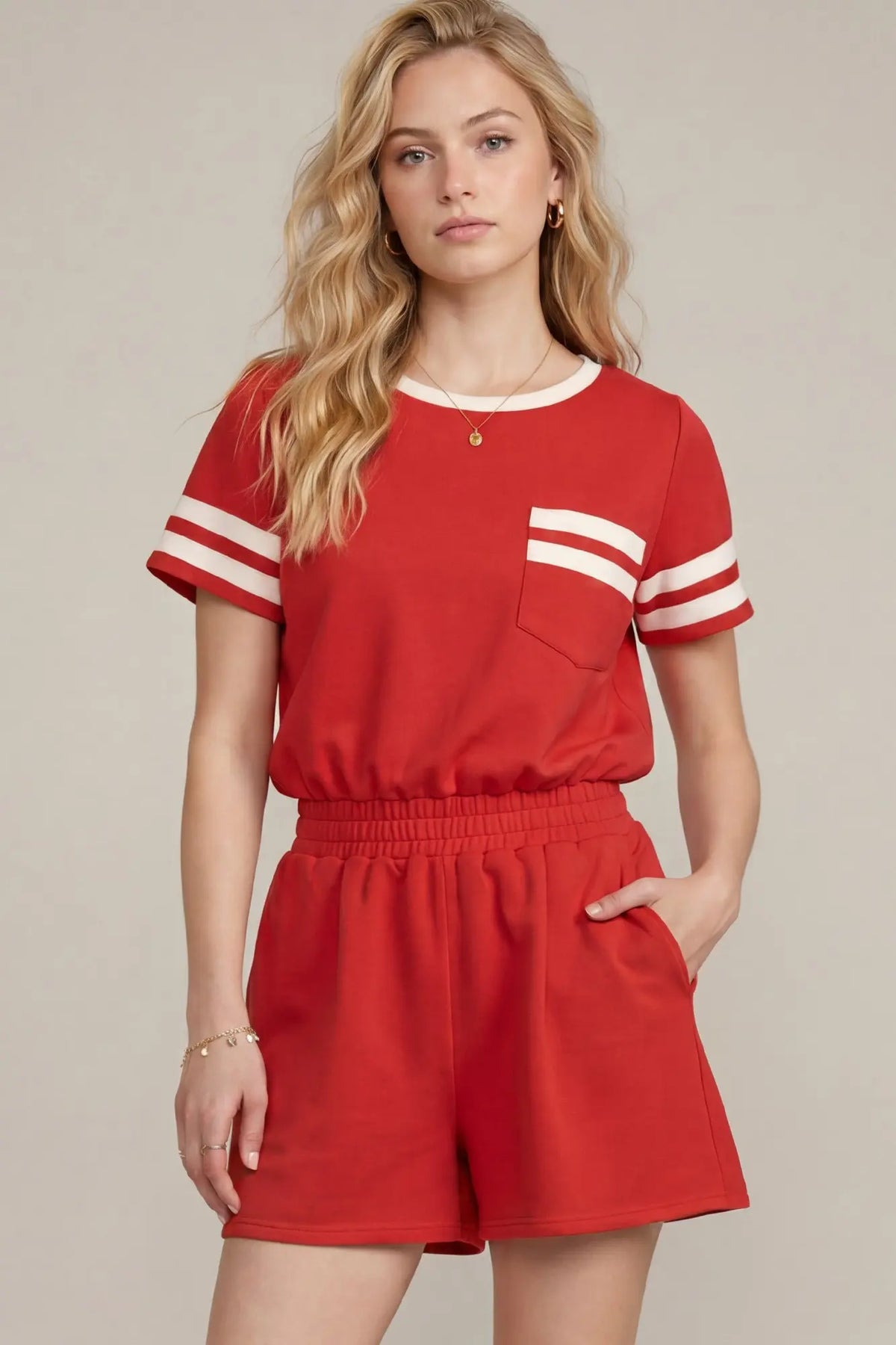 Varsity Weekend Red Romper