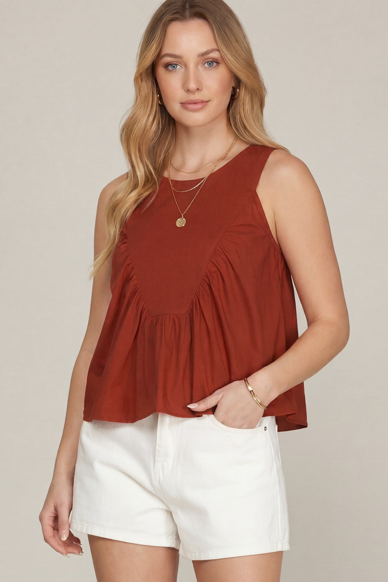 Saturday Social Garnet Ruffle Top