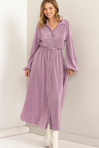 Lavender Pleated Maxi Dress