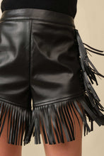 Black Western Fringe Leather Shorts