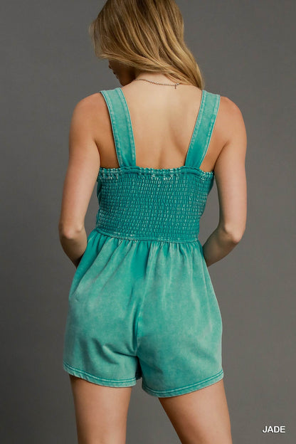 Sweet Escape Jade Mineral Washed Romper