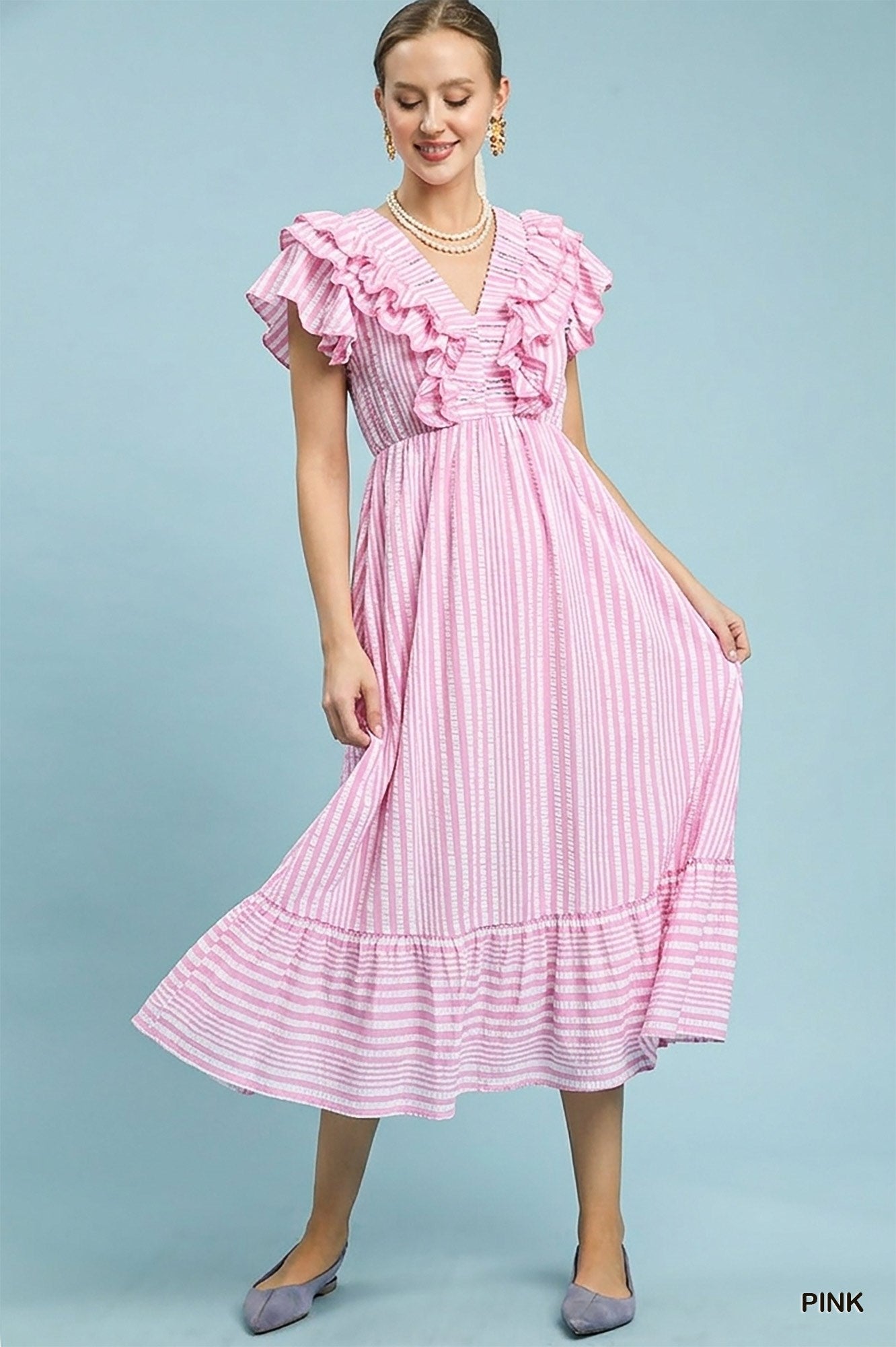 Blushing Stripe Midi Dress
