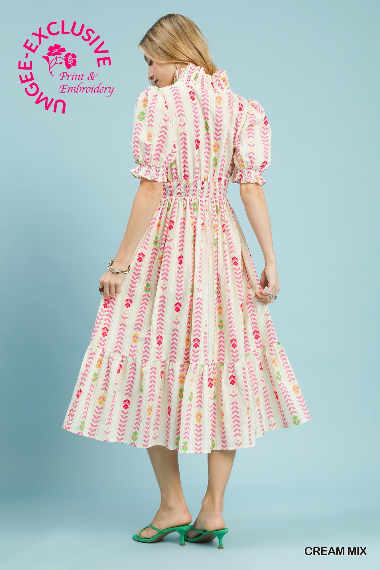 Easter Garden Smocked Midi Dress