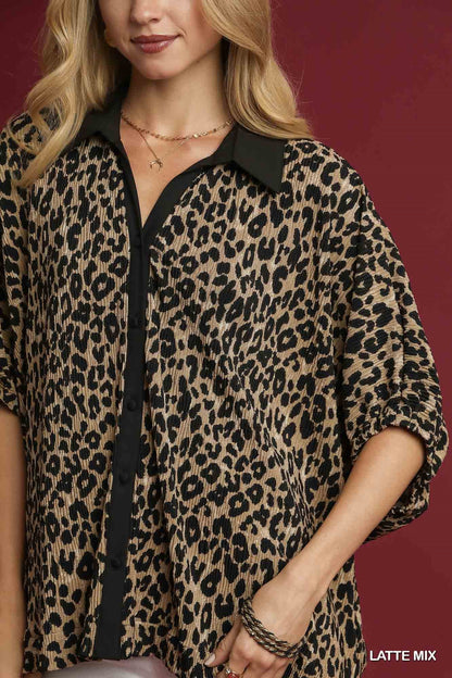 Cheetah Charm Button Down Top