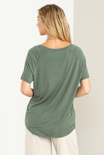 Gray Green Comfy V Neck Top