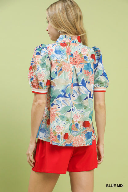 Floral Printed Jacquard Top