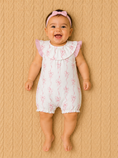Coquette Bows Romper W/Ruffles