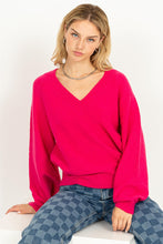 Fuchsia V Neck Sweater