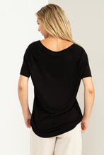 Black Comfy V Neck Top