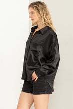 Black Satin Oversized Top