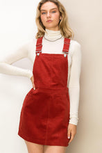 Red Corduroy Overall Dress