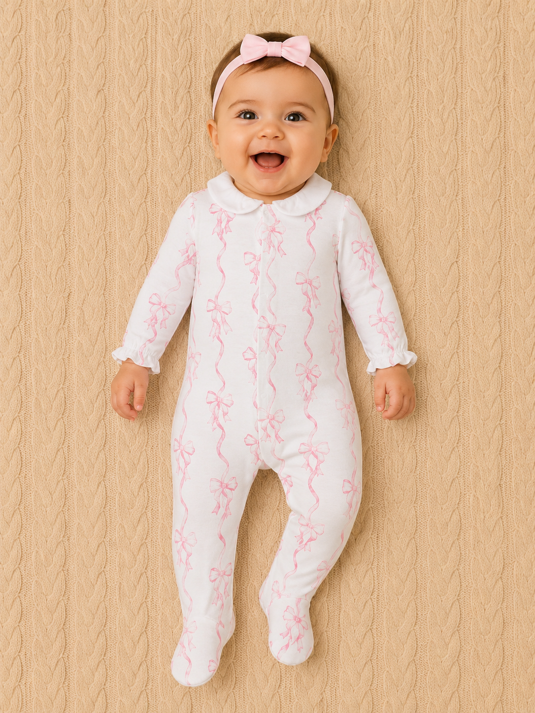 Pink Coquette Bows Footie