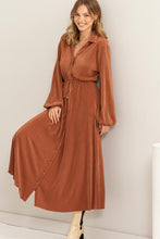 Brown Pleated Maxi Dress