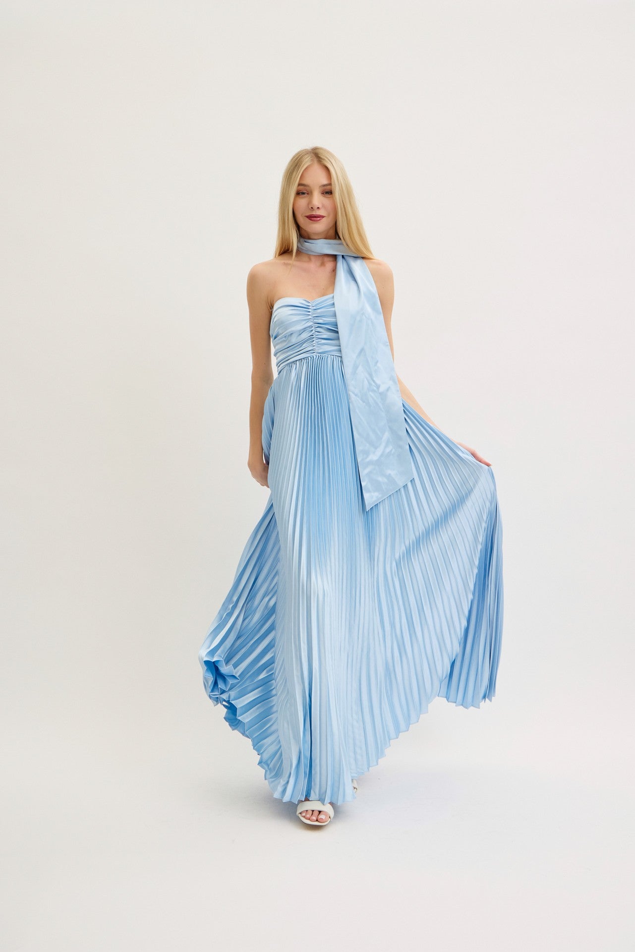 Light Blue Satin Serenity Maxi