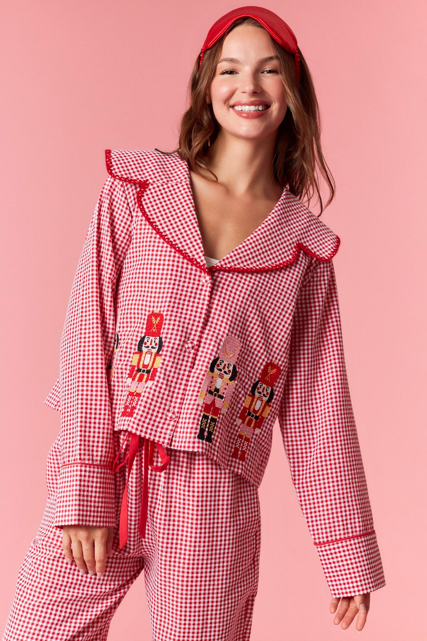 Red Nutcracker Embroidered PJ Set