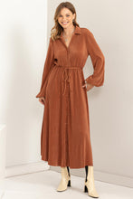Brown Pleated Maxi Dress