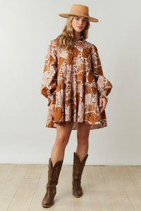 Brown Camo Print Dress