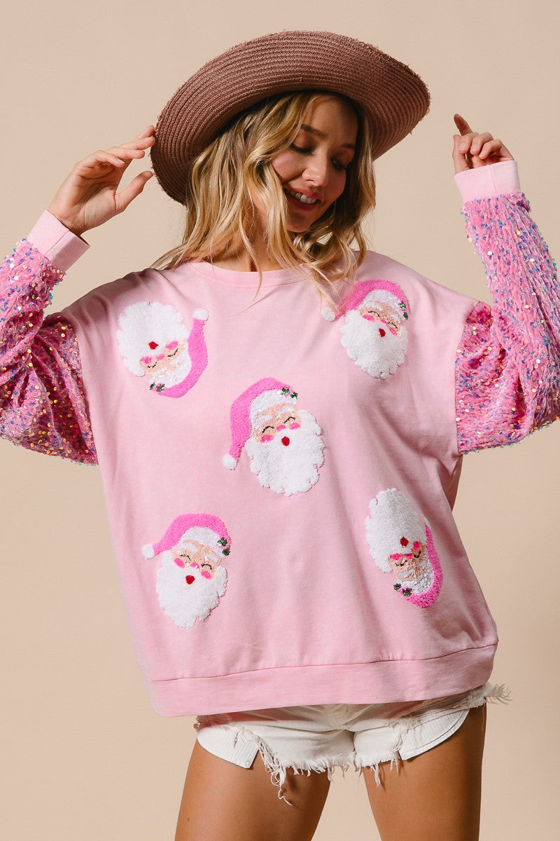 Pink Sequins Santa Top