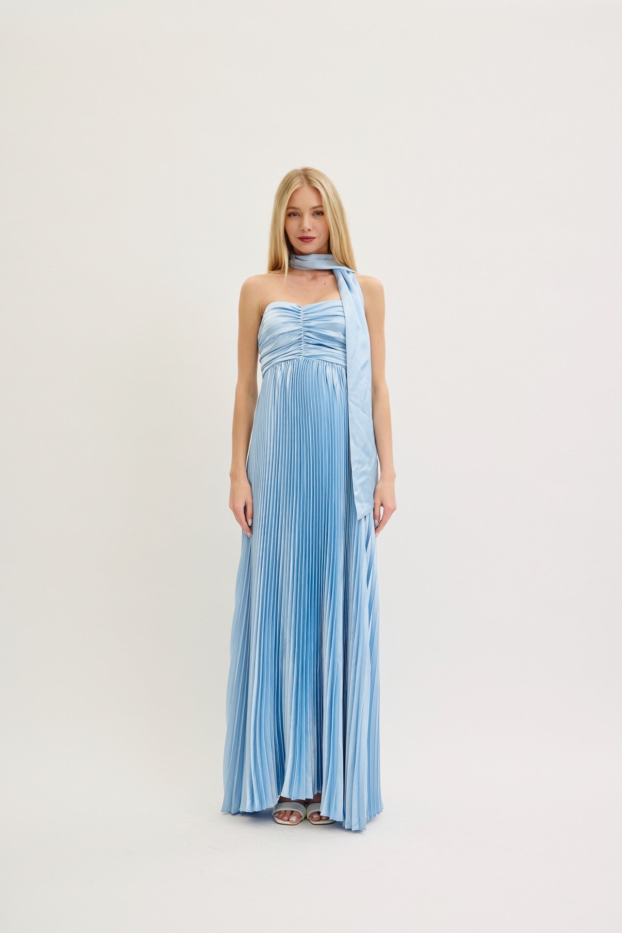 Light Blue Satin Serenity Maxi