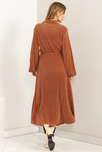 Brown Pleated Maxi Dress