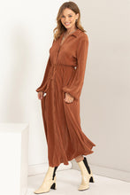 Brown Pleated Maxi Dress