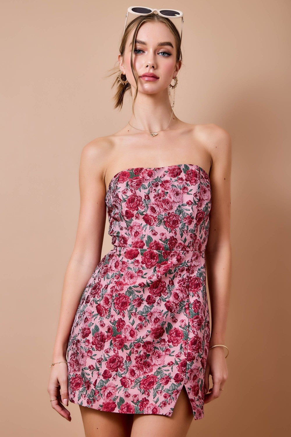 Vintage Bloom Jacquard Mini Dress