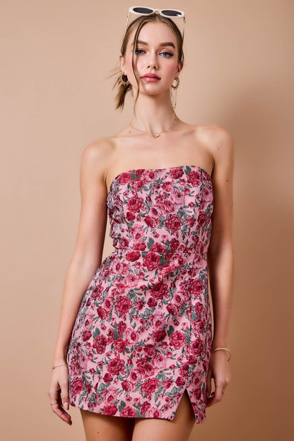 Vintage Bloom Jacquard Mini Dress