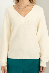 Cream V Neck Sweater