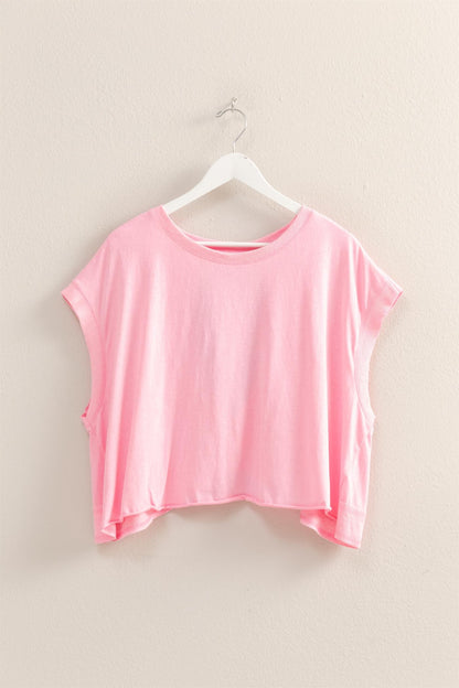 Pink Simple Open Back Tee
