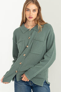 Gray Green Sweater Cardigan