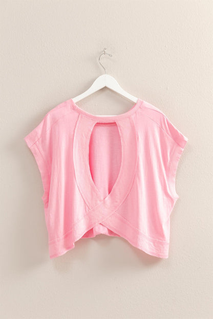 Pink Simple Open Back Tee